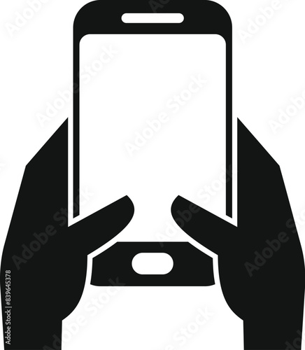Smartphone being held vertically by two hands, representing mobile phone usage