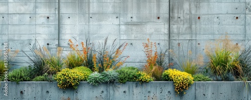 A concrete garden bed with ...