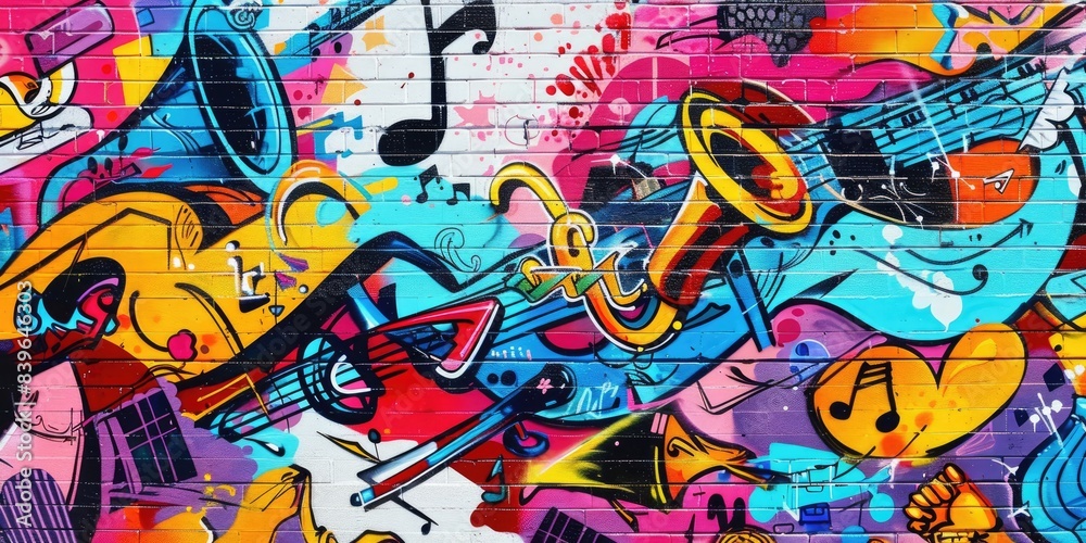 Fototapeta premium Bold Graffiti with Music Notes