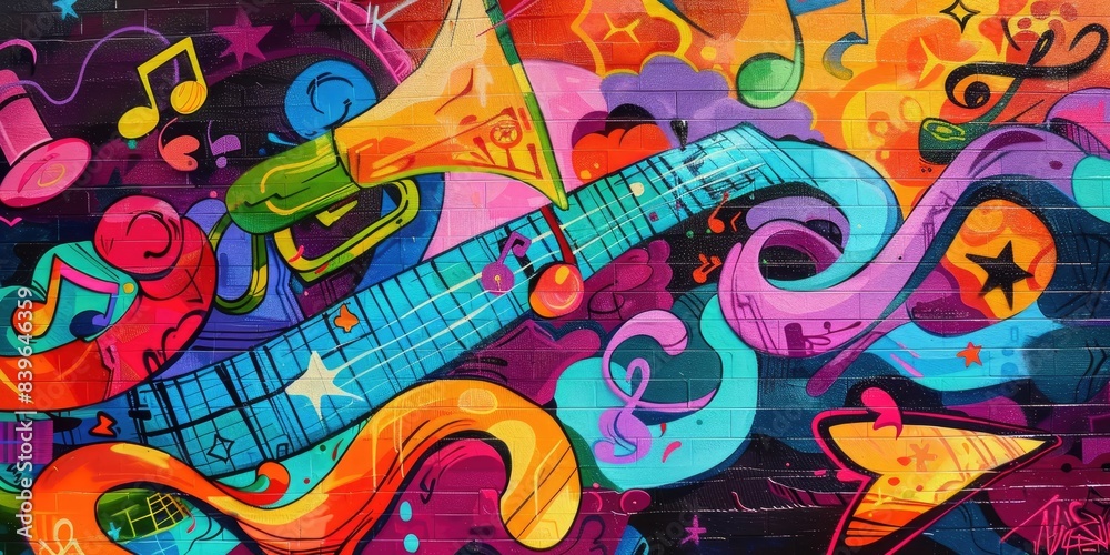 Bold Graffiti with Music Notes Bold Graffiti with Music Notes