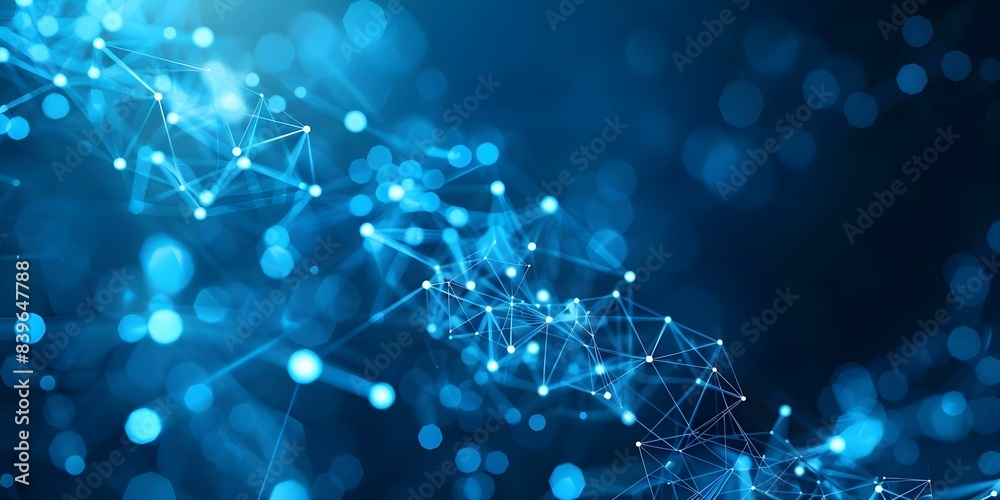 Abstract network of connected line dots on a blue polygon background. Concept Abstract Art, Connected Dots, Blue Background, Geometric Shapes, Network Concept Abstract network of connected line dots on a blue polygon background. Concept Abstract Art, Connected Dots, Blue Background, Geometric Shapes, Network Concept