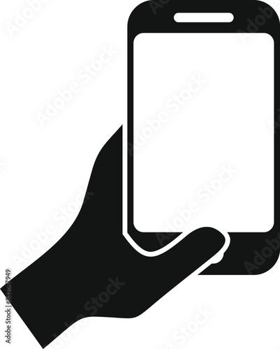 Hand is shown holding a smartphone in a vertical orientation