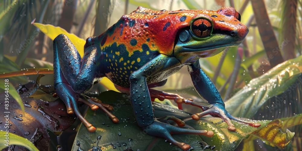 Vibrant Amphibian on Jungle Leaf Vibrant Amphibian on Jungle Leaf