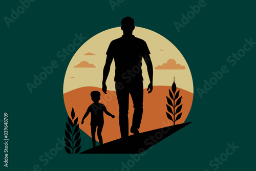 Loving father walking side by side with son holding hands  © ArtfuIInfusion769