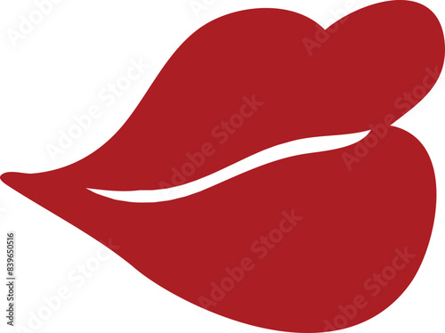 Red lips collection. Vector illustration of sexy woman's lips expressing different emotions, such as smile, kiss, half-open mouth, biting lip, lip licking, tongue out. 