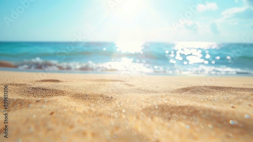 Bright sand beach sunshine background. Summertime backdrop