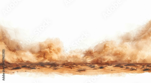 International Day of Combating Sand and Dust Storms. white background  watercolor style.