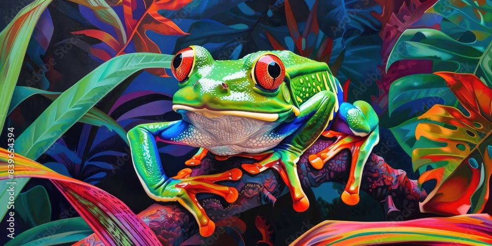 Vibrant Red-Eyed Tree Frog Close-Up Vibrant Red-Eyed Tree Frog Close-Up