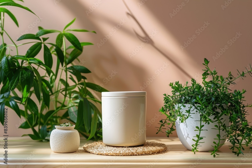 custom made wallpaper toronto digitalIndoor Plants and Ceramic Pot on Wooden Table