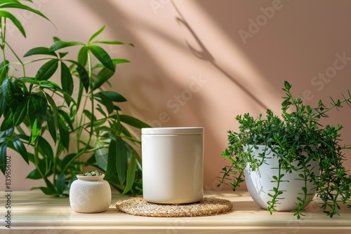 Wallpaper Mural Indoor Plants and Ceramic Pot on Wooden Table Torontodigital.ca