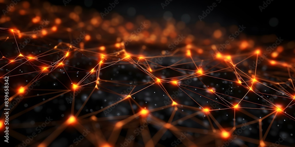 Orange Plexus Network Nodes HD 4K Digital Wallpaper on Black Background. Concept technology, network, digital art, wallpaper, high definition Orange Plexus Network Nodes HD 4K Digital Wallpaper on Black Background. Concept technology, network, digital art, wallpaper, high definition