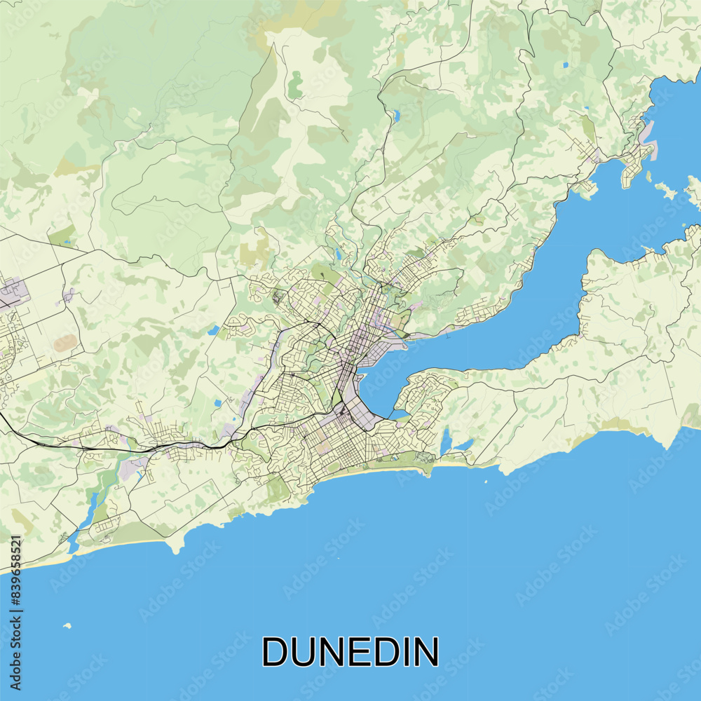 Obraz premium Dunedin, New Zealand map poster art