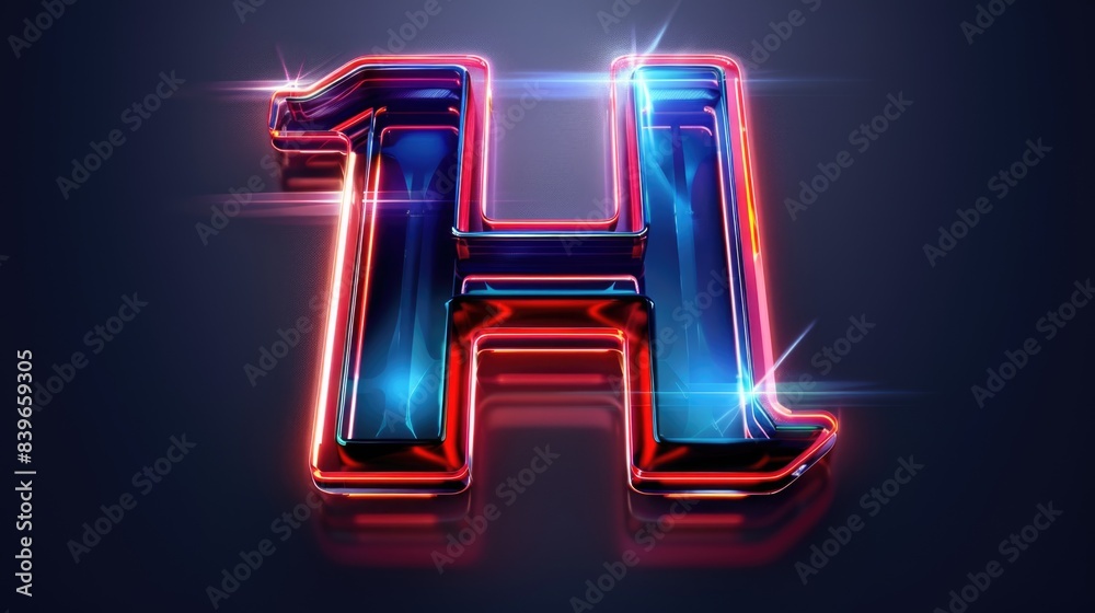 A bright neon sign with the letter H in bold font, set against a dark black background A bright neon sign with the letter H in bold font, set against a dark black background