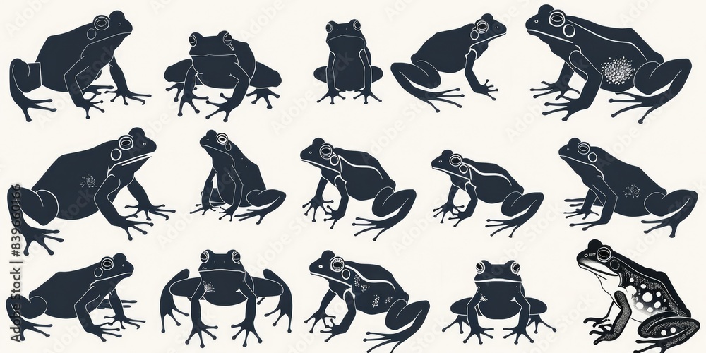 Naklejka premium A group of frogs perched on top of each other, a unique natural formation