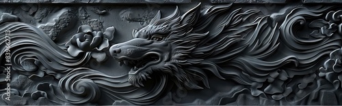 Mural 3d effect dark color, wallpaper, wall art. AI generated illustration photo