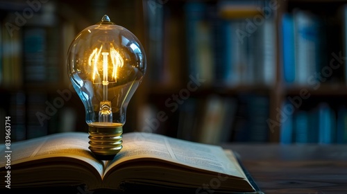 An open book with an empty light bulb