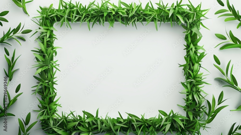 frame made of grass around the edges on a white background. frame made of grass around the edges on a white background.