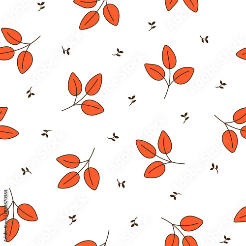 Autumn leaf. Nature. Seamless pattern. Hand drawn style. Vector drawing. Design ornaments.
