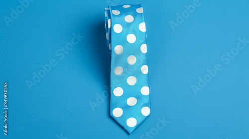 Blue Tie with White Polka Dots on Blue Background - Fashion and Accessories Concept