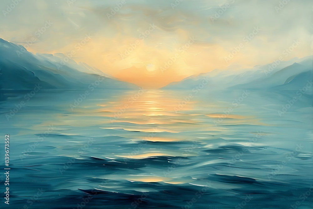 Fototapeta premium Whispering Calm Step into world of whispered calm minimalist piece capture gentle tranquility of existence Gentle ripple of muted color cascade across canvas evoking subtle resonance of inner peace