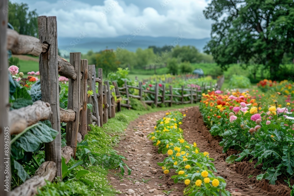 rustic farming lifestyle, the vibrant vegetable garden with a rustic wooden fence in a rural setting showcases the charm of sustainable countryside living rustic farming lifestyle, the vibrant vegetable garden with a rustic wooden fence in a rural setting showcases the charm of sustainable countryside living
