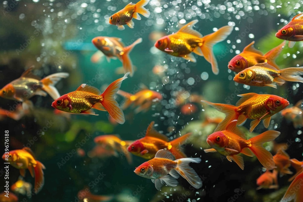 Dynamic aquarium with colorful swimming fish. Dynamic aquarium with colorful swimming fish.