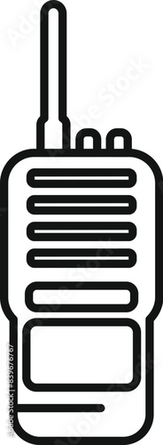 Black and white vector illustration of a walkie talkie silhouette drawing. A simple and minimal graphic clip. Representing a two way communication device used in various fields such as construction