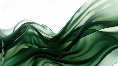 Deep forest green wave abstract background, rich and enveloping, isolated on white
