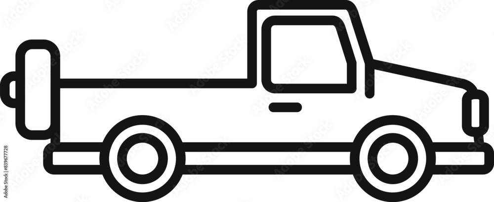 Simple line art illustration of a pickup truck, often used for deliveries and transportation Simple line art illustration of a pickup truck, often used for deliveries and transportation