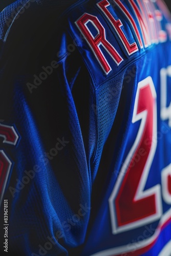 Close-up shot of a hockey jersey with the number 22 displayed prominently photo