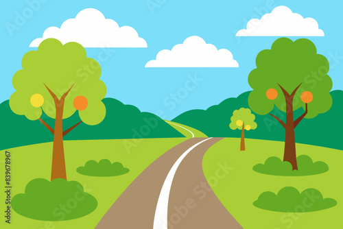 landscape with road illustration