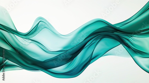 Deep teal wave abstract background, deep and tranquil, isolated on white