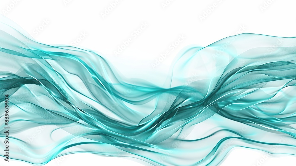 Gentle aqua wave abstract pattern, serene and tranquil, isolated on a white backdrop Gentle aqua wave abstract pattern, serene and tranquil, isolated on a white backdrop
