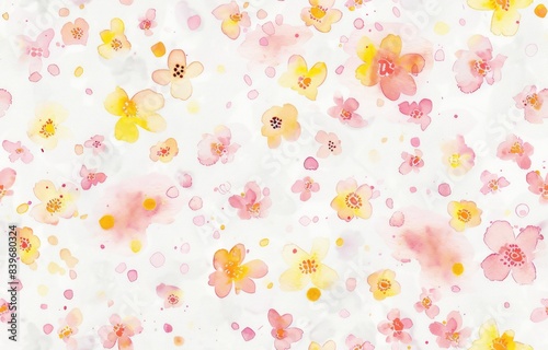 A white background with small watercolor flowers in pastel pink