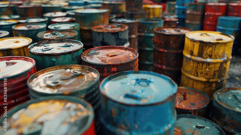 A collection of stacked barrels lying on the ground, potentially unused or awaiting transport A collection of stacked barrels lying on the ground, potentially unused or awaiting transport