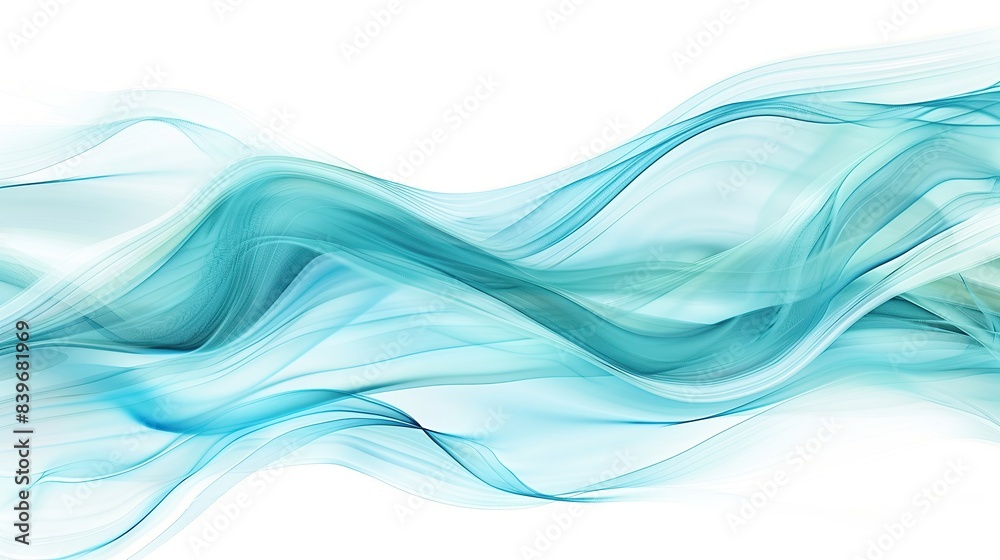 Fototapeta premium Gentle seafoam wave abstract background, tranquil and soothing, isolated on white