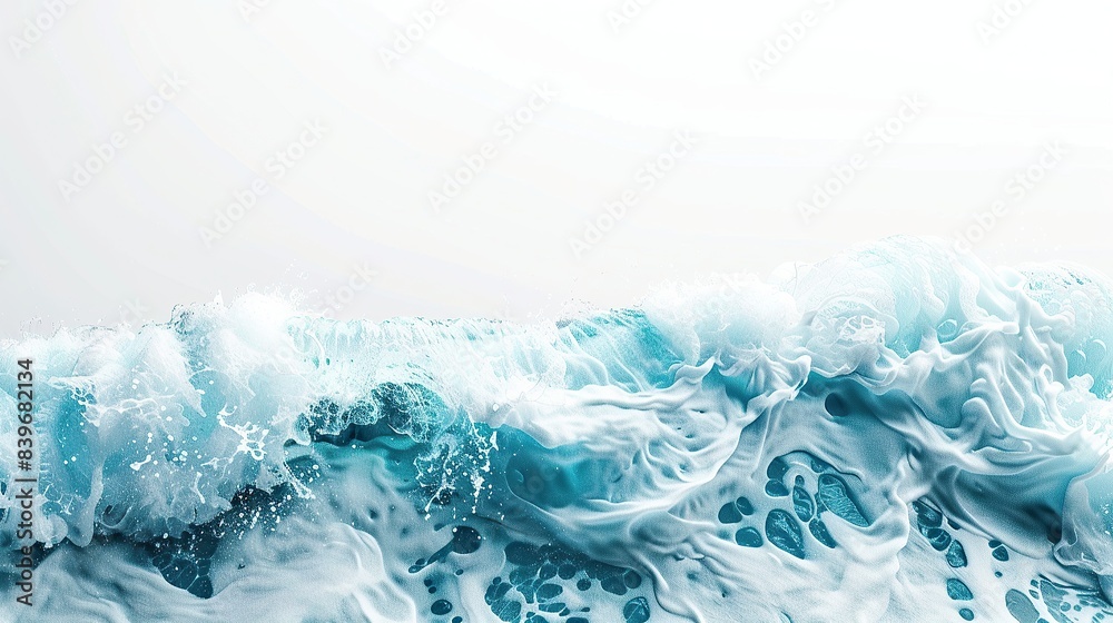 Gentle seafoam wave abstract background, tranquil and soothing, isolated on white
