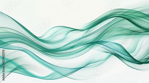 Fototapeta Naklejka Na Ścianę i Meble -  Gentle sea green wave abstract pattern, tranquil and soothing, isolated on a white backdrop
