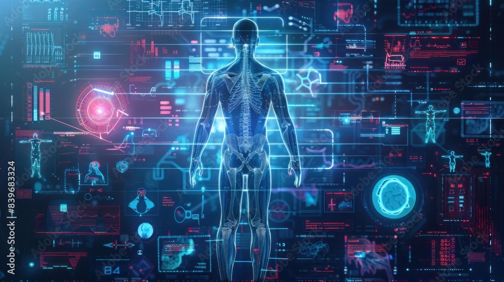 health future design on hi tech background. hud interface elements of medicine. hud interface hologram elements of digital data chart health future design on hi tech background. hud interface elements of medicine. hud interface hologram elements of digital data chart