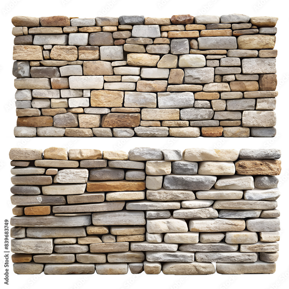 Fototapeta premium Stone walls, cut out on isoleted, transparent background
