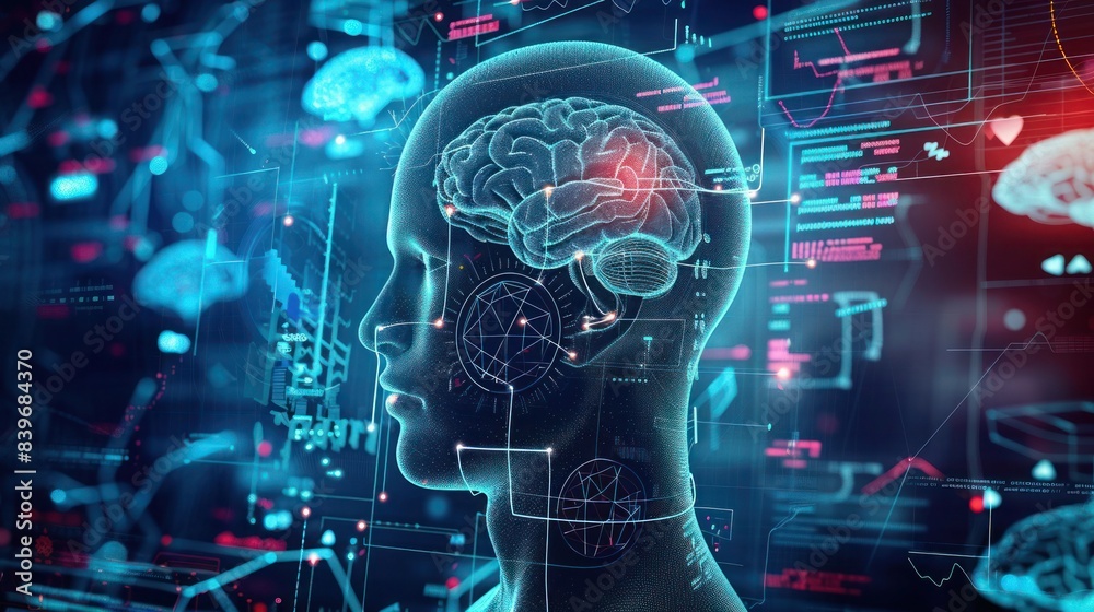 health future design on hi tech background. hud interface elements of medicine. head hud interface hologram elements of digital data chart health future design on hi tech background. hud interface elements of medicine. head hud interface hologram elements of digital data chart