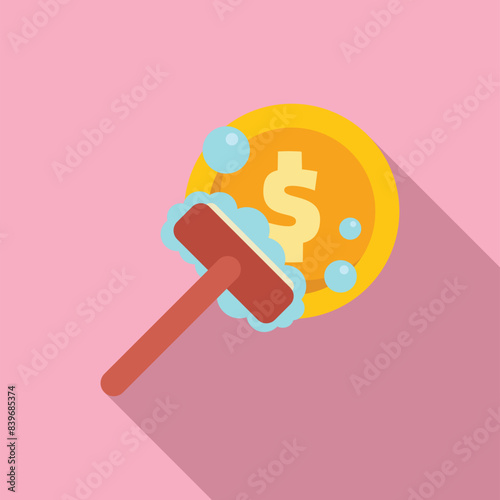 Concept of cleaning money laundering with sponge, soap, and bubbles illustration in finance and business industry