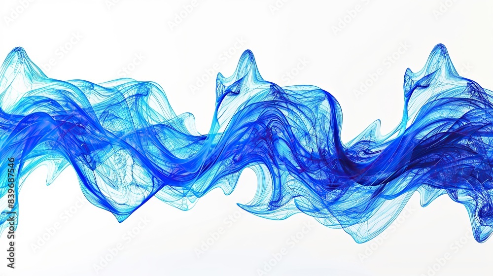 Vibrant electric blue wave abstract design, dynamic and bold, isolated on a white backdrop Vibrant electric blue wave abstract design, dynamic and bold, isolated on a white backdrop