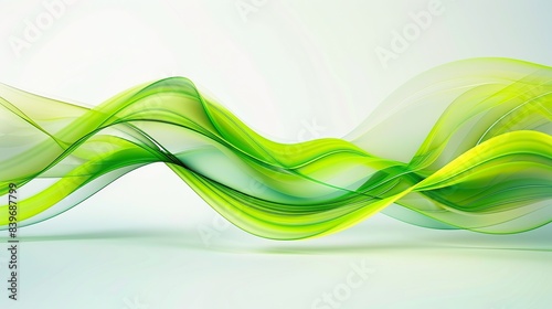 Vibrant lime green wave abstract design, zesty and bright, isolated on a white backdrop