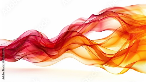 Vibrant vermilion wave abstract background, fiery and bold, isolated on white