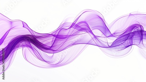 Vibrant violet wave abstract design, electric and mysterious, isolated on a white backdrop