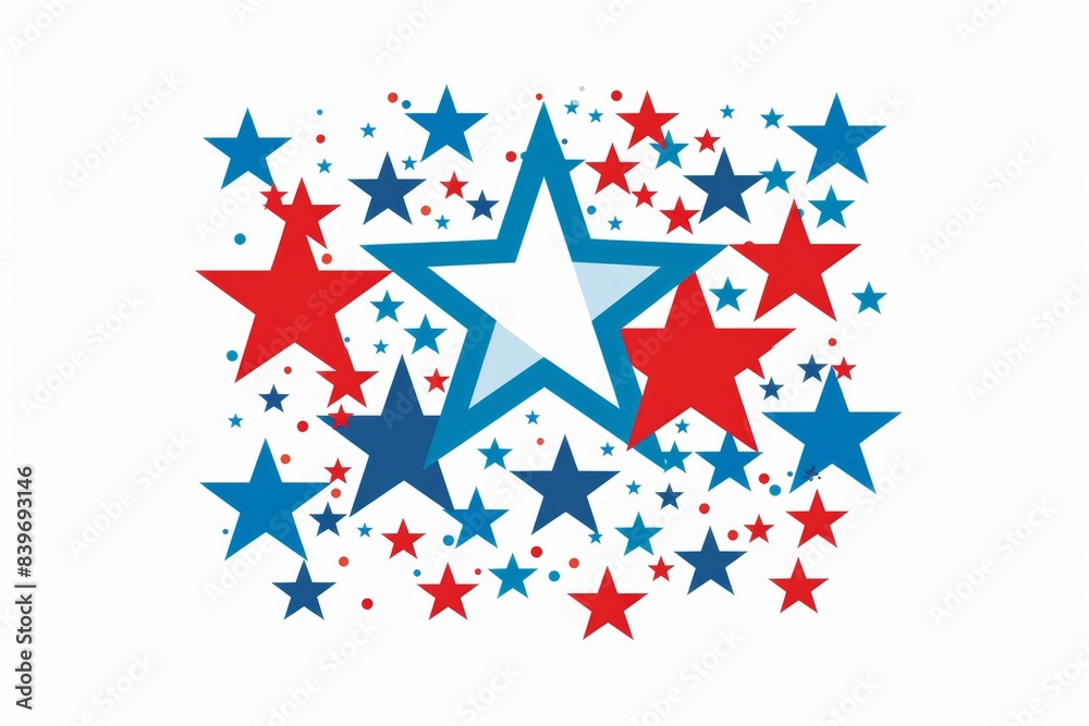 red, white and blue firework clipart, simple logo on a pure white background, stars in a red, white and blue color palette Generative AI red, white and blue firework clipart, simple logo on a pure white background, stars in a red, white and blue color palette Generative AI