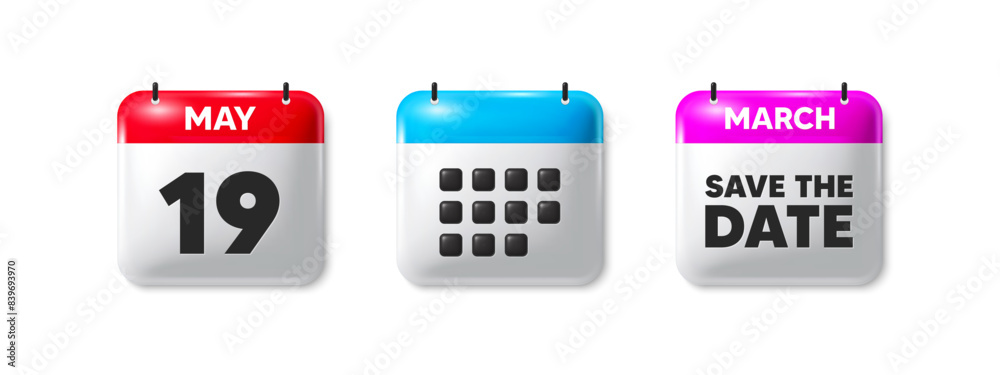 19th day of the month icon. Calendar save the date 3d icon. Event schedule date. Meeting appointment time. 19th day calendar message. Save the date month banner. Day or Monthly of schedule. Vector 19th day of the month icon. Calendar save the date 3d icon. Event schedule date. Meeting appointment time. 19th day calendar message. Save the date month banner. Day or Monthly of schedule. Vector
