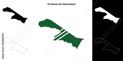 Al Hudud ash Shamaliyah province outline map set photo