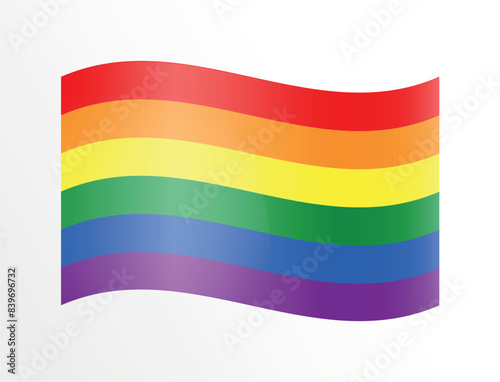 Waving LGBT Pride flag icon logo on a white background. Rainbow flag LGBT pride month card poster. LGBT Pride flag  LGBT Pride Month  LGBT Gay Pride